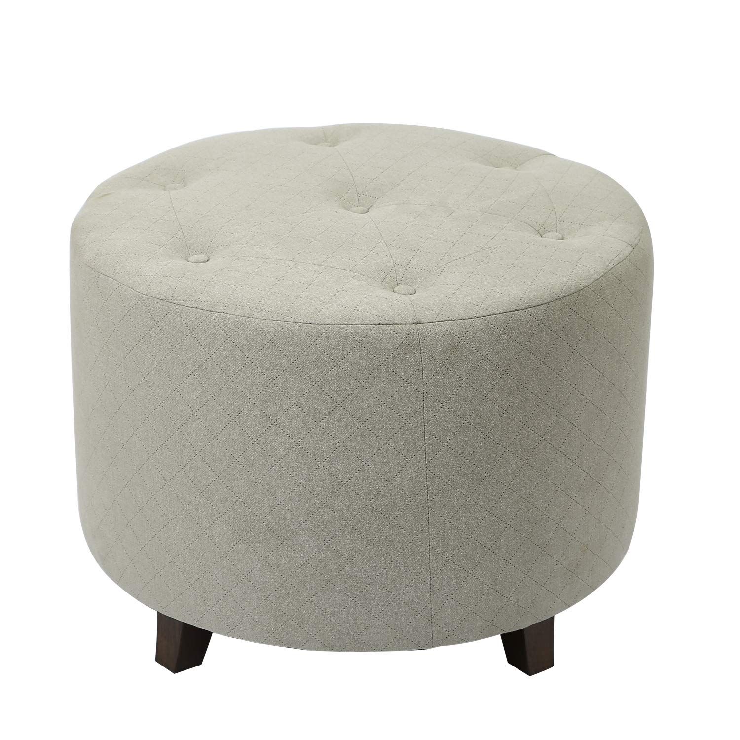 Adeco Ft0273 1 Round, Fabric Foot Rest And Seat, Modern Button Tufted Intended For Light Gray Fabric Tufted Round Storage Ottomans (View 14 of 20)