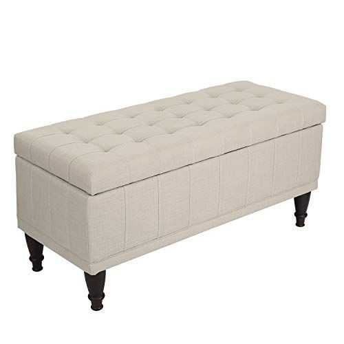 Adeco Of0043 Faux Linen Sturdy Design Rectangular Tufted Lift Top With Regard To Linen Tufted Lift Top Storage Trunk (View 8 of 20)