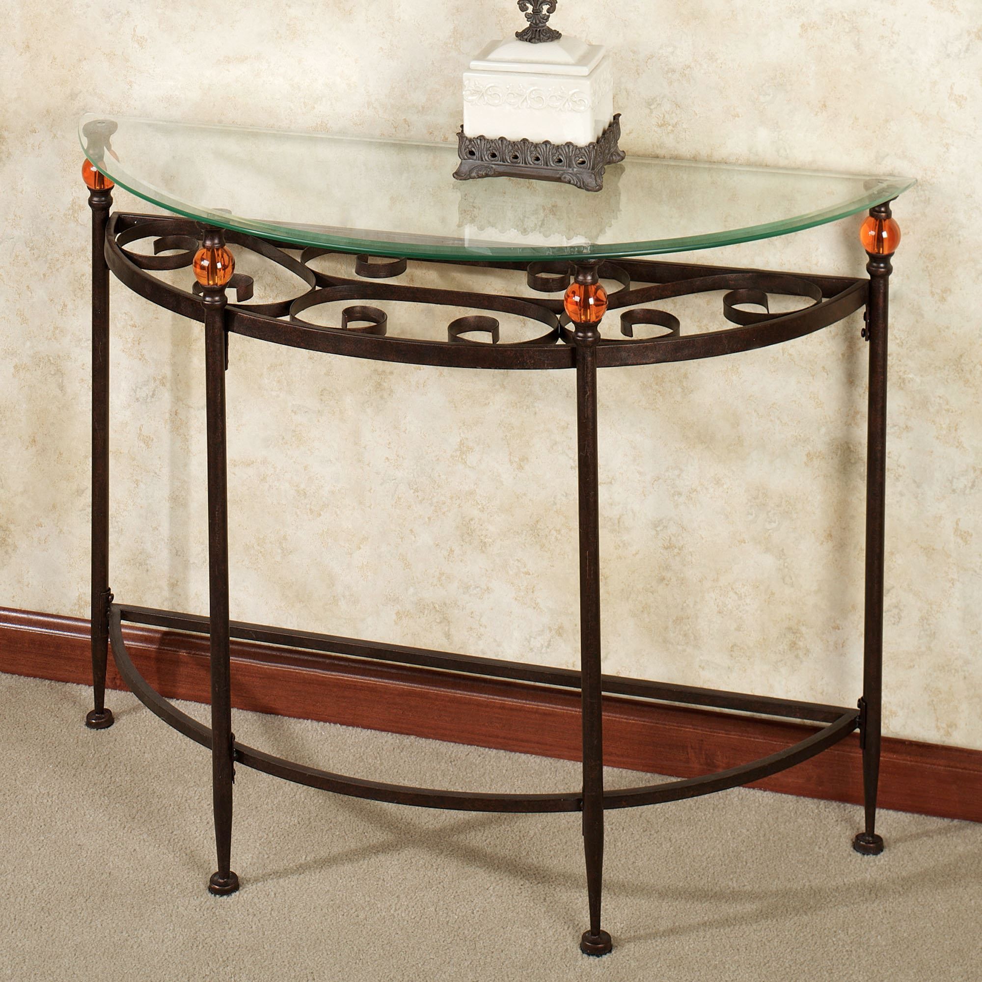 Adele Metal And Glass Console Table Throughout Glass Console Tables (View 16 of 20)