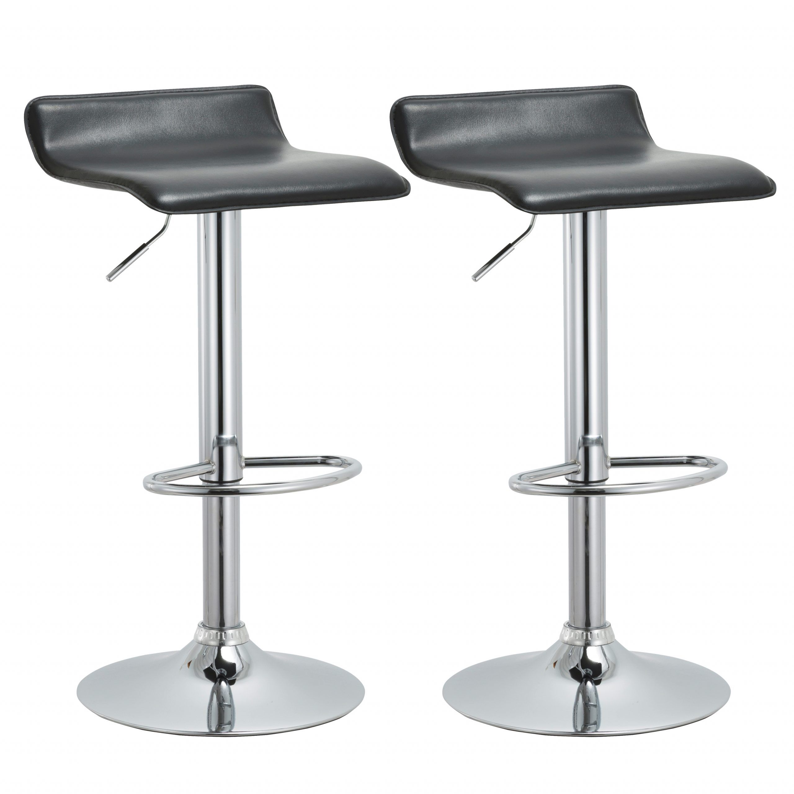 Adjustable Swivel Chrome Bar Stool With Footrest (set Of 2) – Christies Inside Chrome Swivel Ottomans (View 14 of 20)