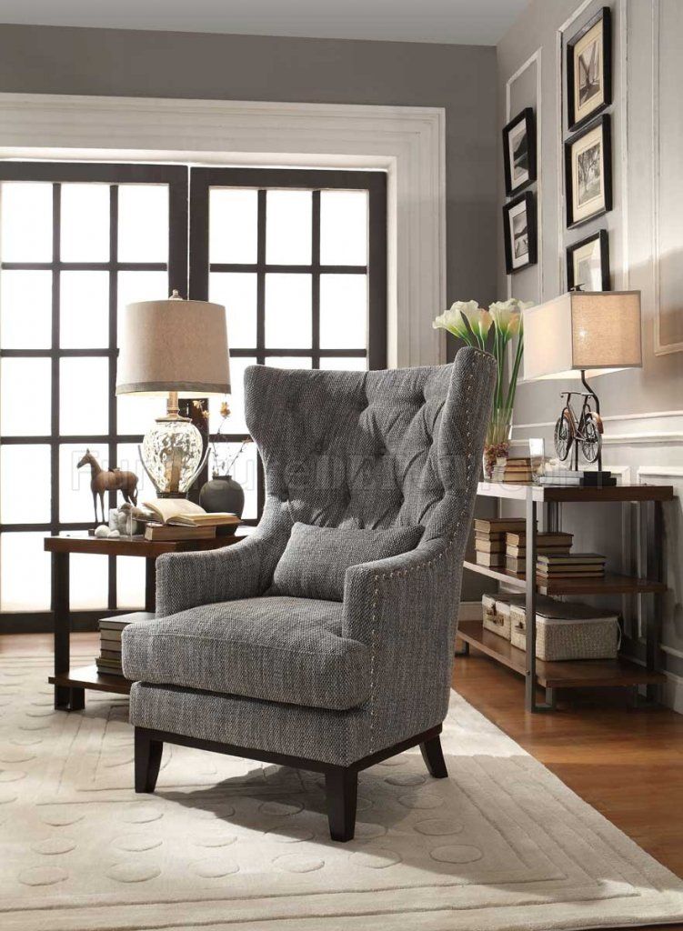 Adriano 1217f1s Accent Chair In Dark Grey Fabrichomelegance Throughout Gray Chenille Fabric Accent Stools (View 13 of 20)