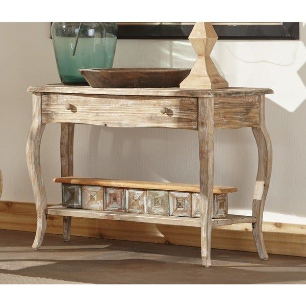 Alaterre Rustic Reclaimed Wood Sofa/ Console Table – 17329538 Throughout Espresso Wood Storage Console Tables (View 17 of 20)
