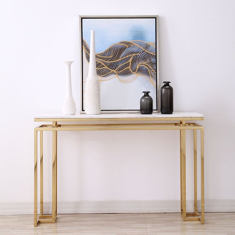 Alice Marble Topped Metal Console Table, 140cm For Marble And White Console Tables (View 1 of 20)