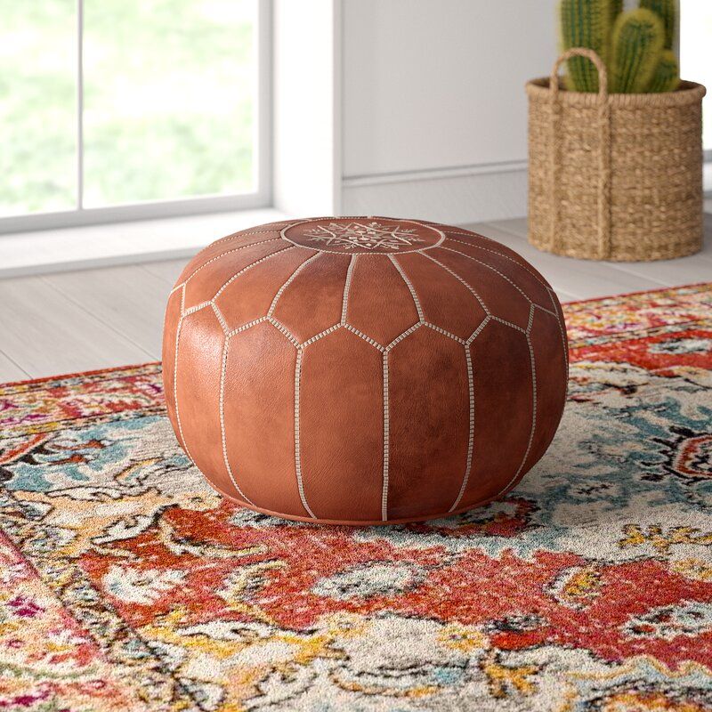Allmodern Finchley 20" Wide Round Floral Pouf Ottoman & Reviews Intended For Round Cream Tasseled Ottomans (View 12 of 20)