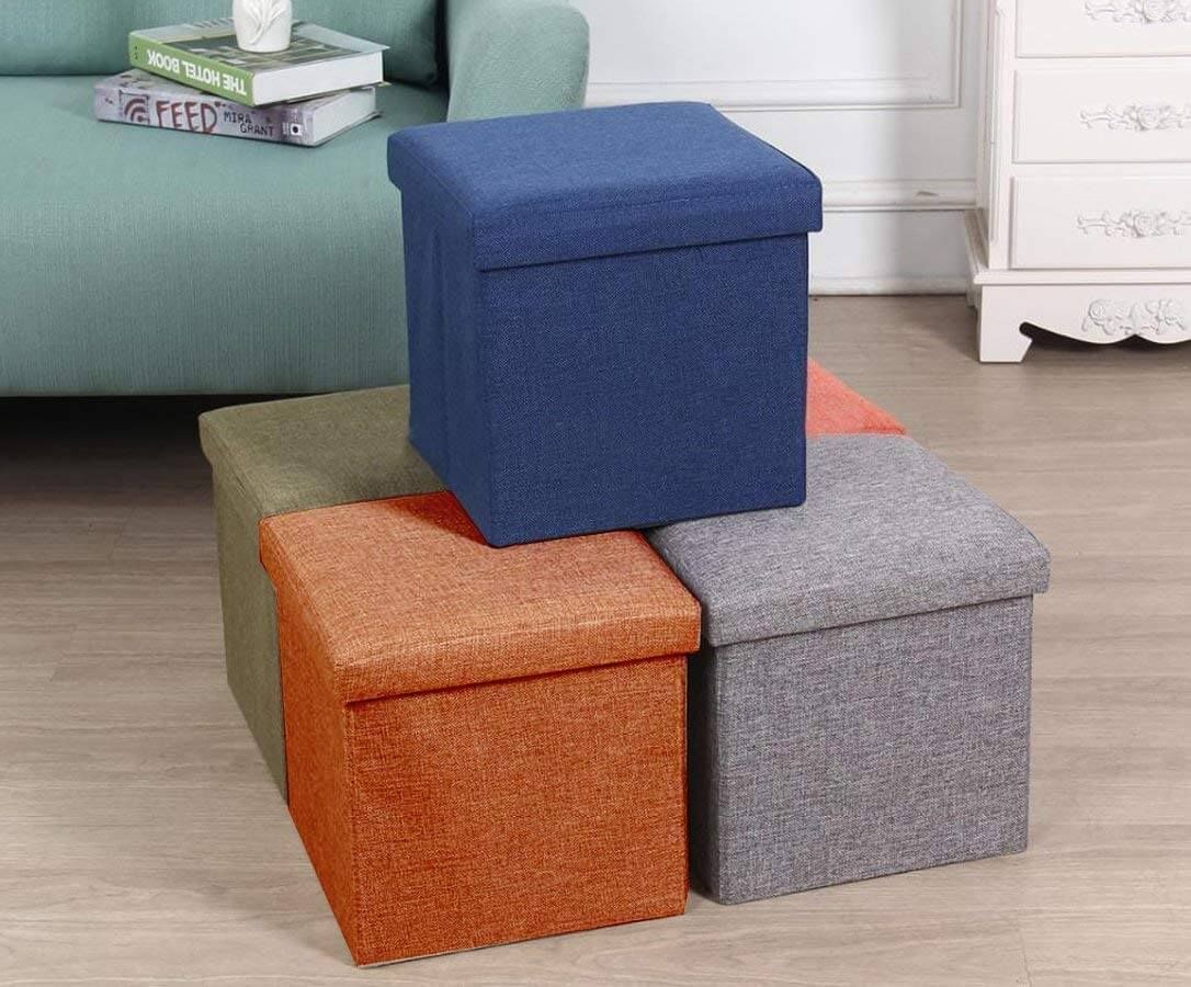 Almand Living Foldable Storage Bins Box Ottoman Bench Container Inside Multi Color Fabric Storage Ottomans (View 15 of 20)