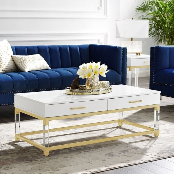 Alvaro High Gloss Coffee Table With Acrylic Legs And Metal Base With Regard To Silver And Acrylic Console Tables (View 18 of 20)