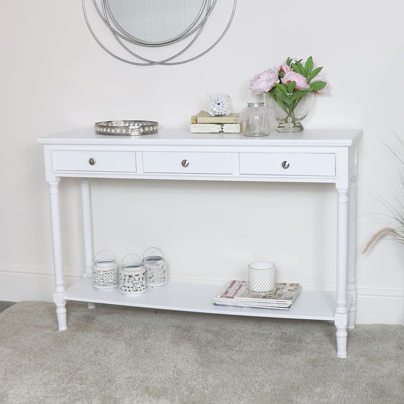 Amazon Com Hall Entryway Table White Narrow Modern Farmhouse Long Wood Pertaining To Gray Driftwood Storage Console Tables (View 2 of 20)