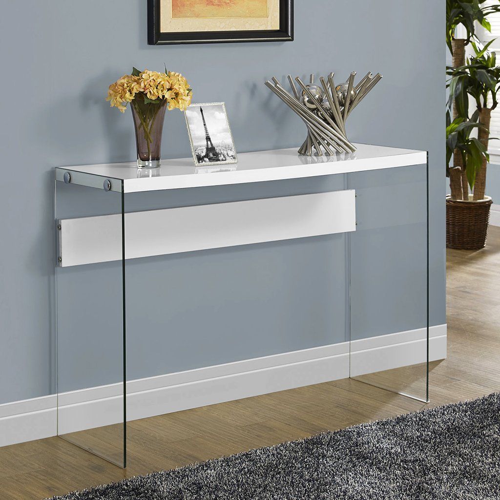 Amazon: Monarch Specialties I 3288, Console Sofa Table, Tempered Inside White Gloss And Maple Cream Console Tables (View 9 of 20)