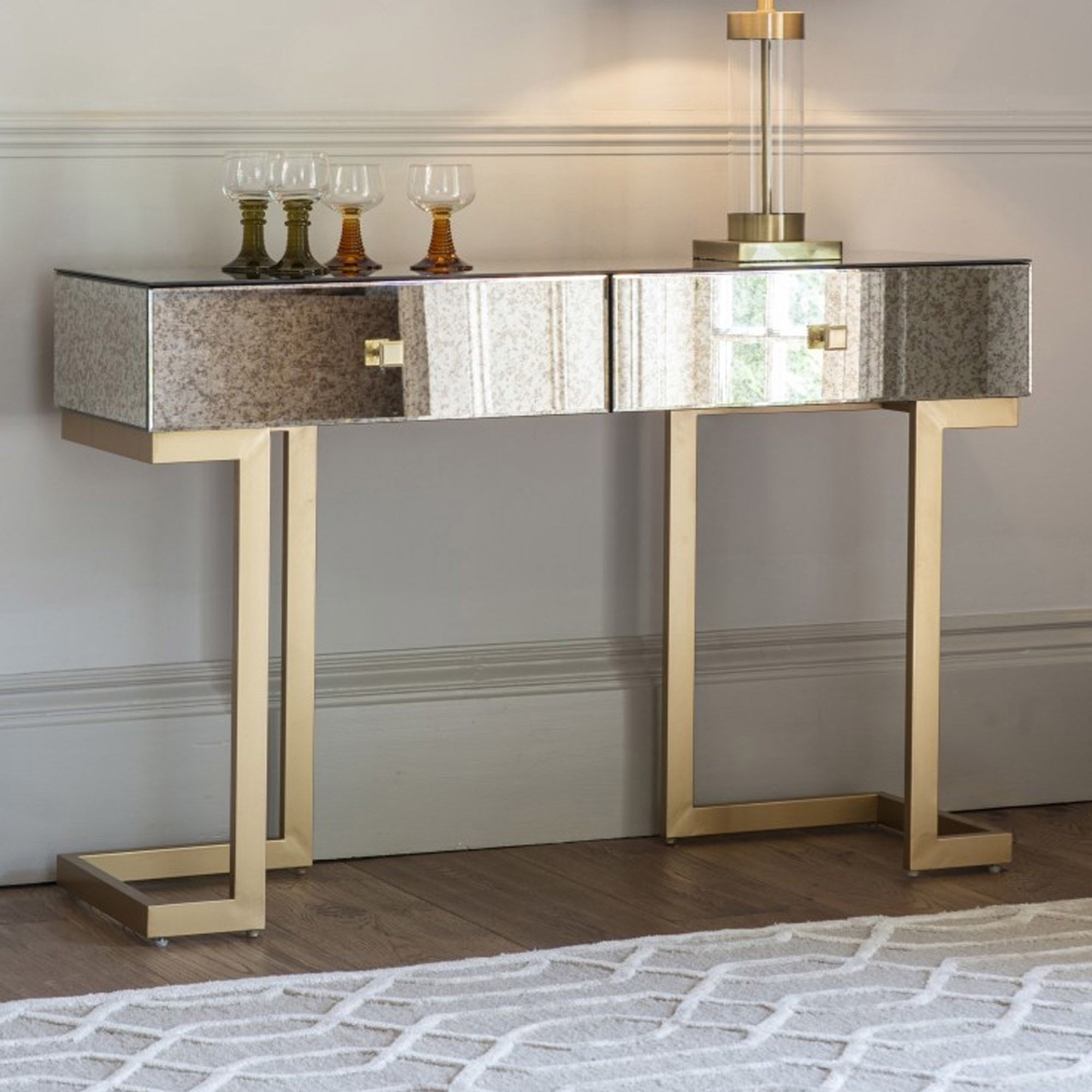 Amberley 2 Drawer Console Table | Mirror Console Table | Mirror Throughout Mirrored Modern Console Tables (View 9 of 20)