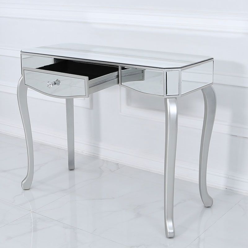 Amelia Mirrored Silver 1 Drawer Console Dressing Table | Picture Throughout Mirrored And Silver Console Tables (View 18 of 20)