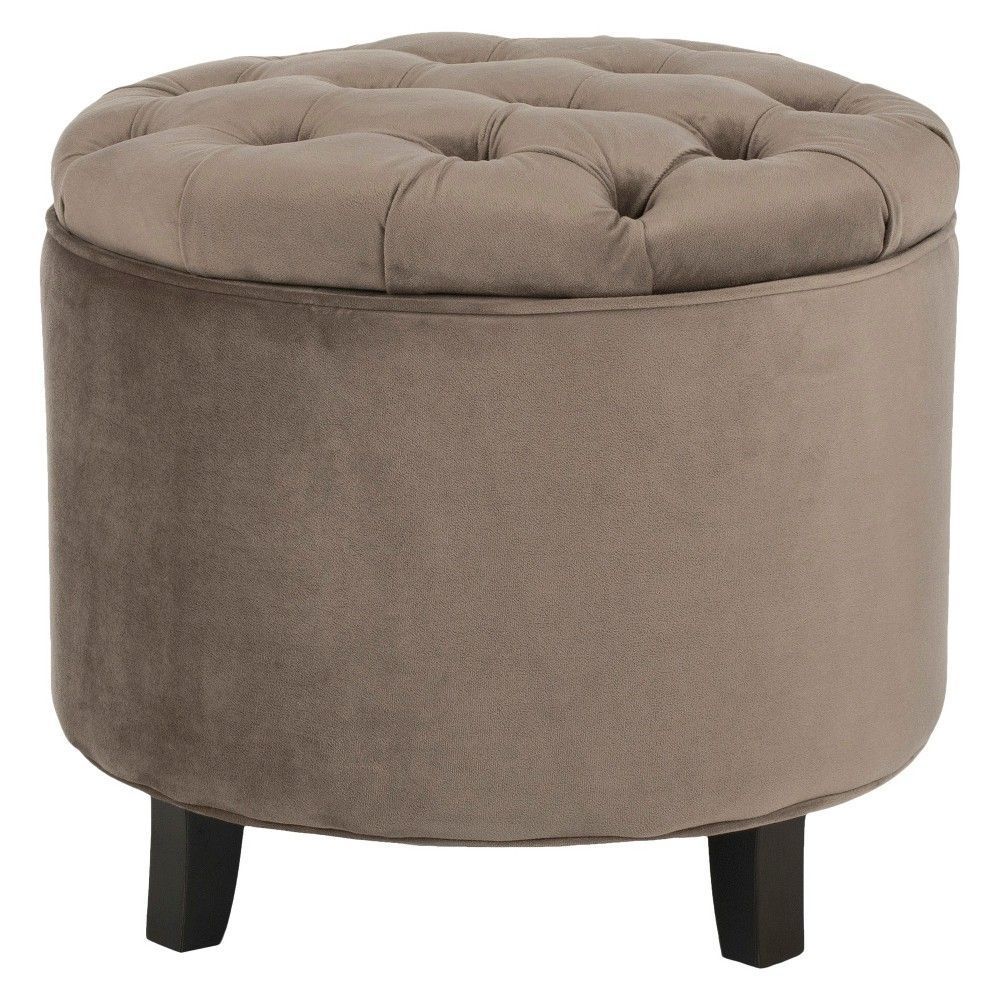 Amelia Tufted Storage Ottoman Light Brown – Safavieh | Tufted Storage With Regard To Brown Tufted Pouf Ottomans (Gallery 19 of 20)