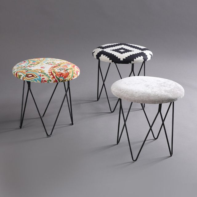 American Style Modern Luxury Upholstered Mushrooms Footstool Round Inside Modern Oak And Iron Round Ottomans (View 3 of 20)