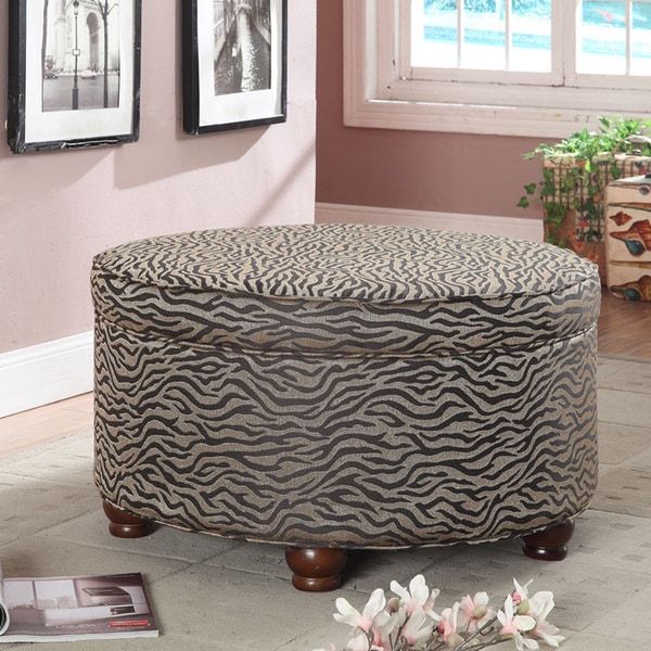 Animal Print Round Ottoman – Free Shipping Today – Overstock – 15780496 For Orange Fabric Nail Button Square Ottomans (View 10 of 20)