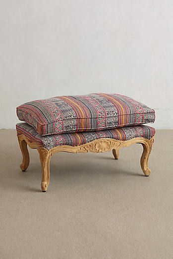 Anthro Embroidered Kaili Ottoman | Ottoman, Furniture, Ottoman Furniture Throughout Scandinavia Wrapped Wool Cylinder Pouf Ottomans (View 15 of 20)
