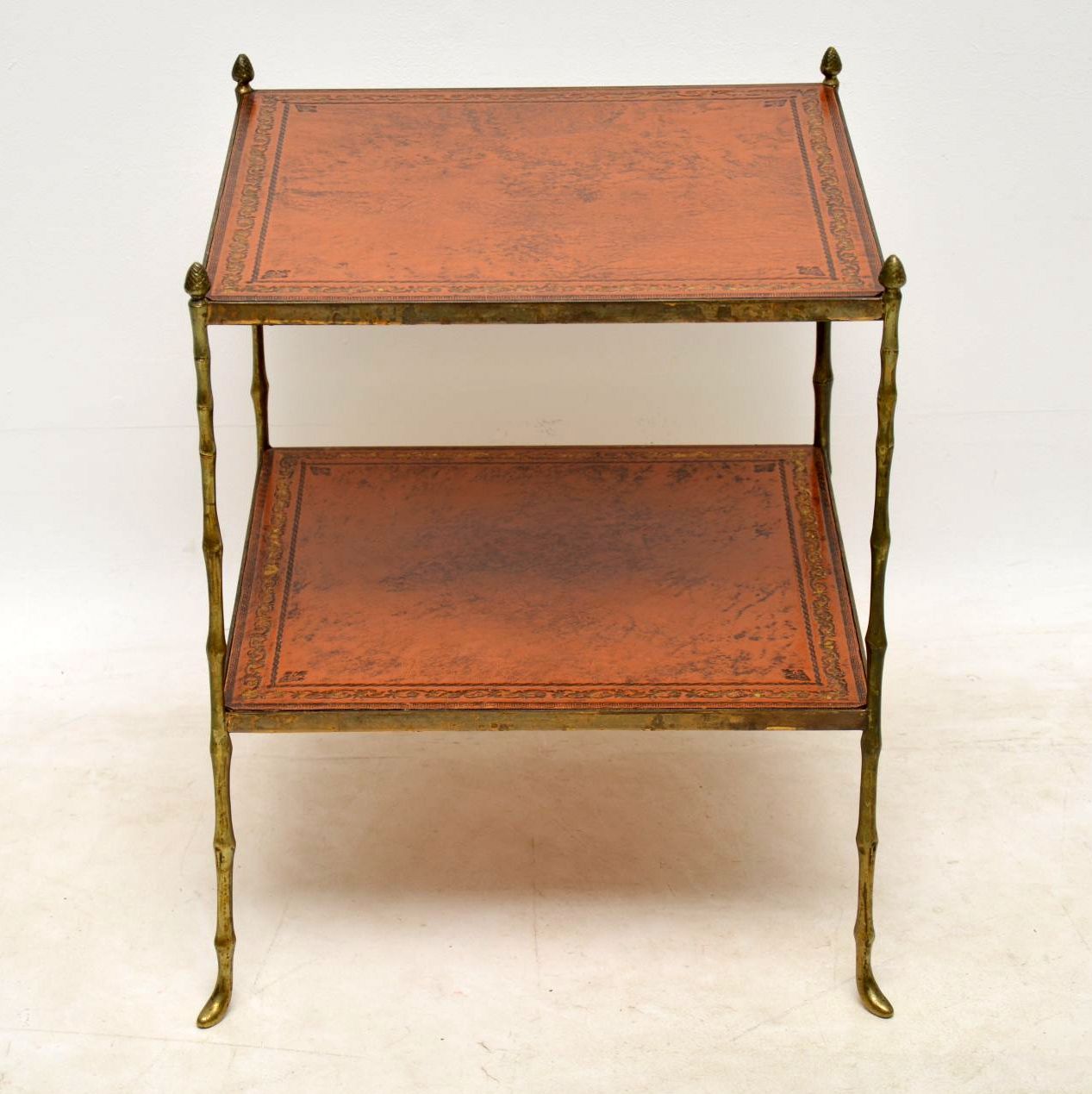 Antique Brass & Leather Coffee Table / Side Table | Interior Boutiques Regarding Espresso Antique Brass Stools (Gallery 20 of 20)