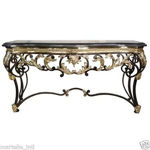Antique Bronze Iron Console Table Gold Leaf Italian Decor New Free Intended For Antiqued Gold Leaf Console Tables (View 10 of 20)