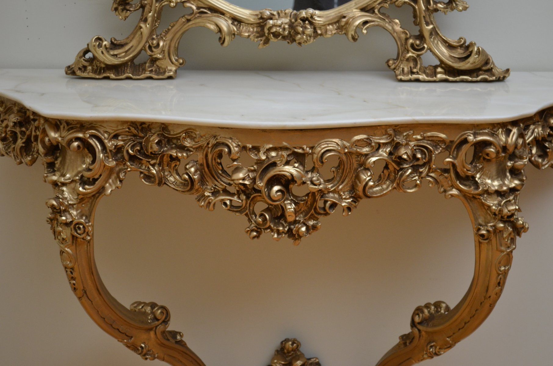 Antique Console Table & Mirror For Sale At Pamono Inside Antique Mirror Console Tables (View 5 of 20)