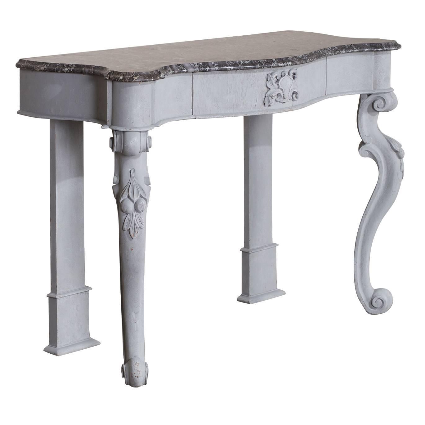 Antique English Painted Oak Console Table With Marble Top Circa 1850 At Inside Honey Oak And Marble Console Tables (View 19 of 20)