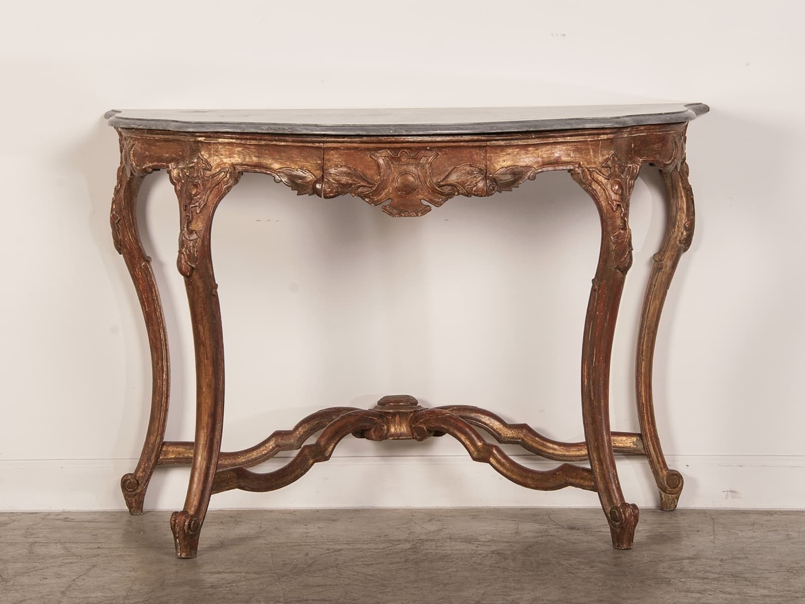 Antique French Louis Xv Gold Leaf Console Table Marble Top France Circa Inside Antique Gold Nesting Console Tables (View 8 of 20)