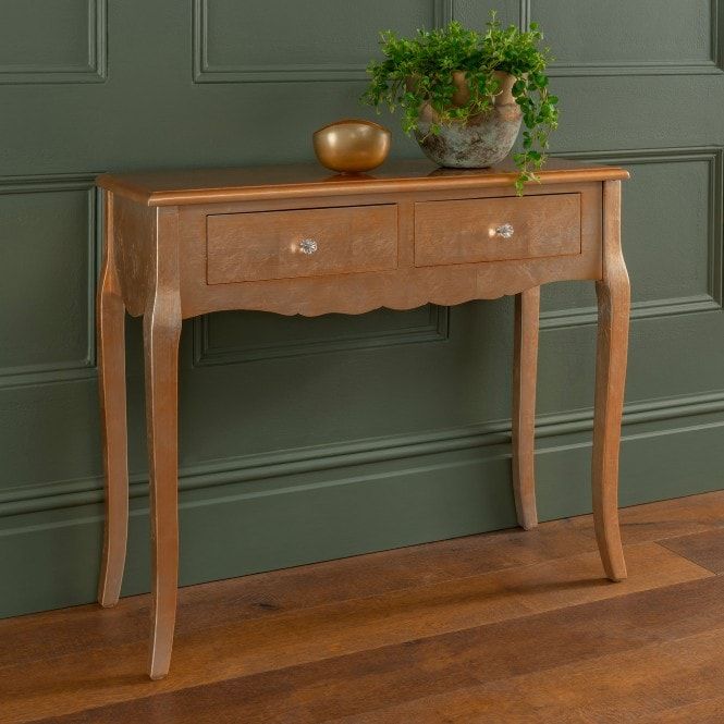 Antique French Style 2 Drawer Gold Console Table | Homesdirect365 With Regard To 2 Drawer Oval Console Tables (View 3 of 20)