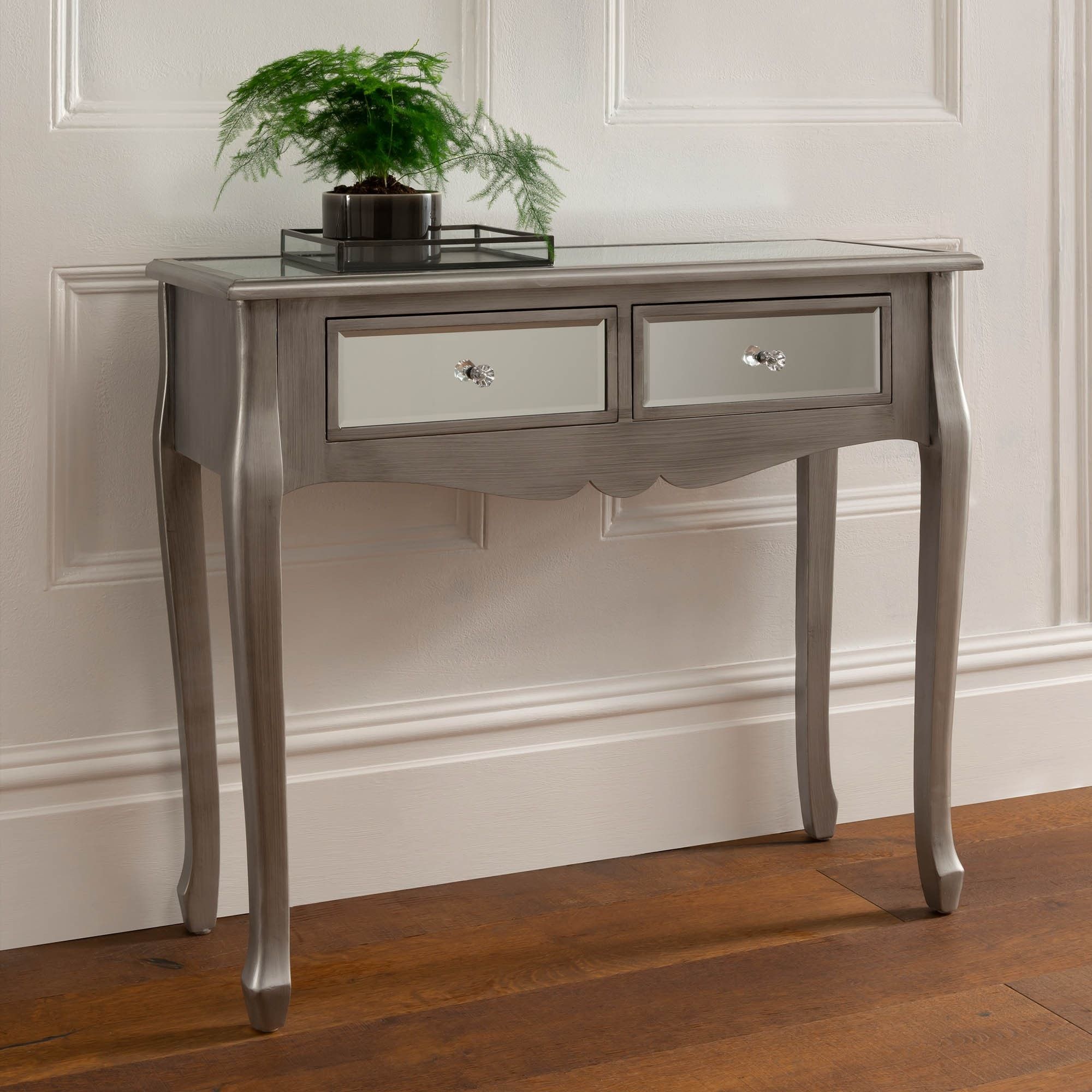 Antique French Style Silver Console Table | Bedroom Furniture Pertaining To Mirrored And Silver Console Tables (View 8 of 20)