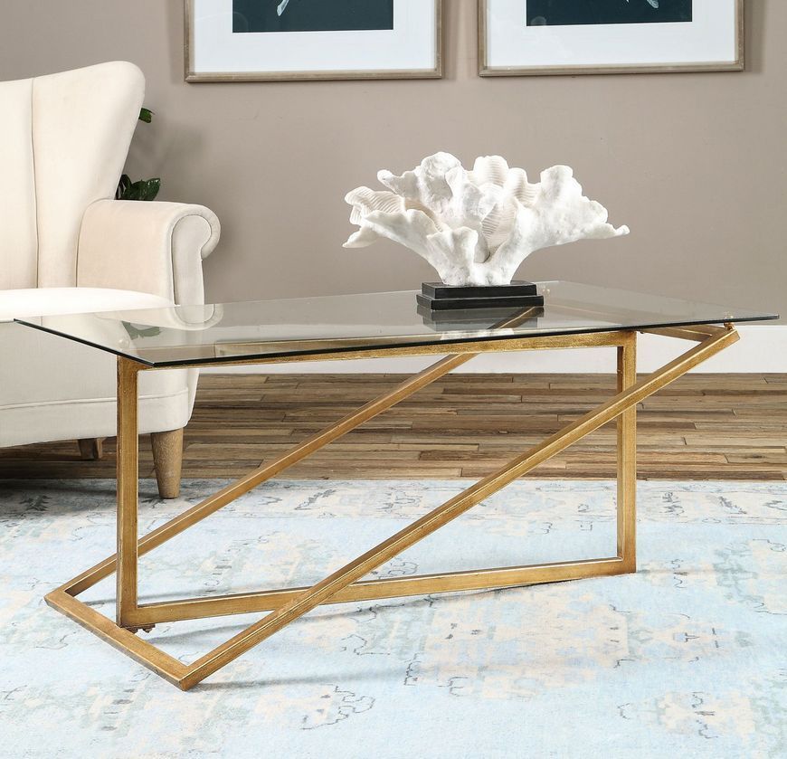 Antique Gold Leaf Glass Top Coffee Table | Coffee Table, Furniture Within Silver Leaf Rectangle Console Tables (View 2 of 20)