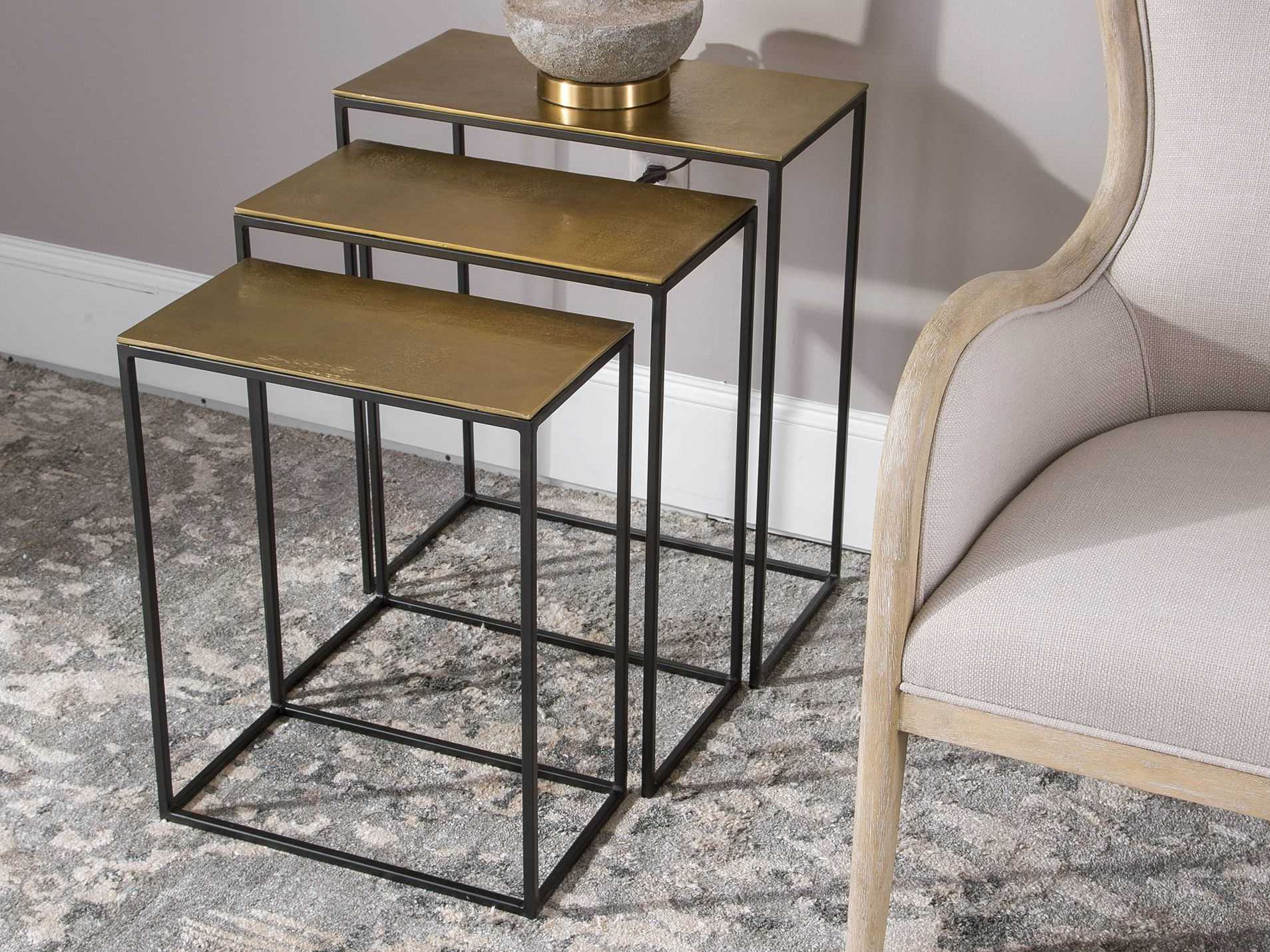Antique Gold Nesting Tables – Designed To Nest As An Over Sized Coffee Throughout Antique Gold Nesting Console Tables (View 9 of 20)