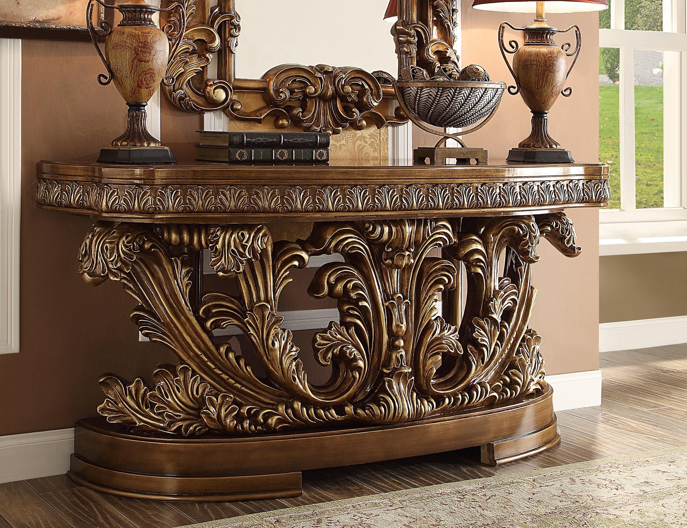 Antique Gold & Perfect Brown Console Table Traditional Homey Design Hd Regarding Antique Gold And Glass Console Tables (View 9 of 20)