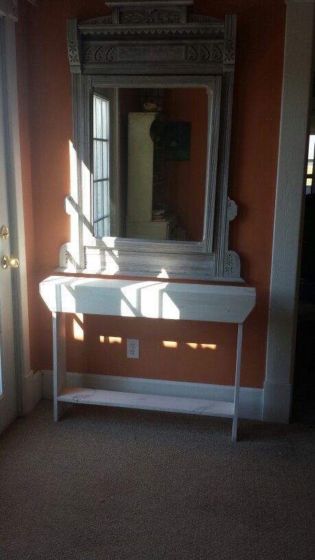 Antique Mirror Whitewashed With Small Console Table (View 7 of 20)