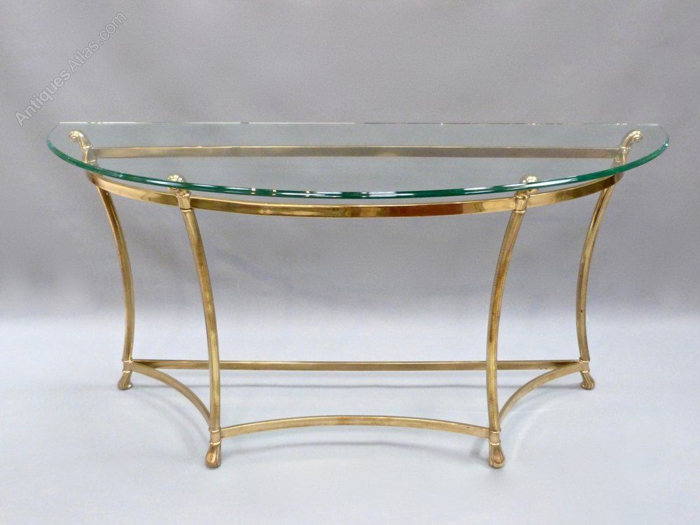 Antiques Atlas – Italian Glass And Brass Demi Lune Console Table In Antique Brass Round Console Tables (View 6 of 20)