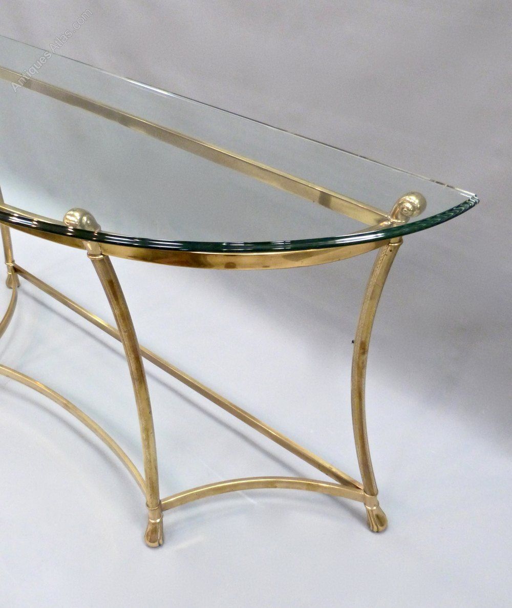 Antiques Atlas – Italian Glass And Brass Demi Lune Console Table In Antique Brass Round Console Tables (View 3 of 20)
