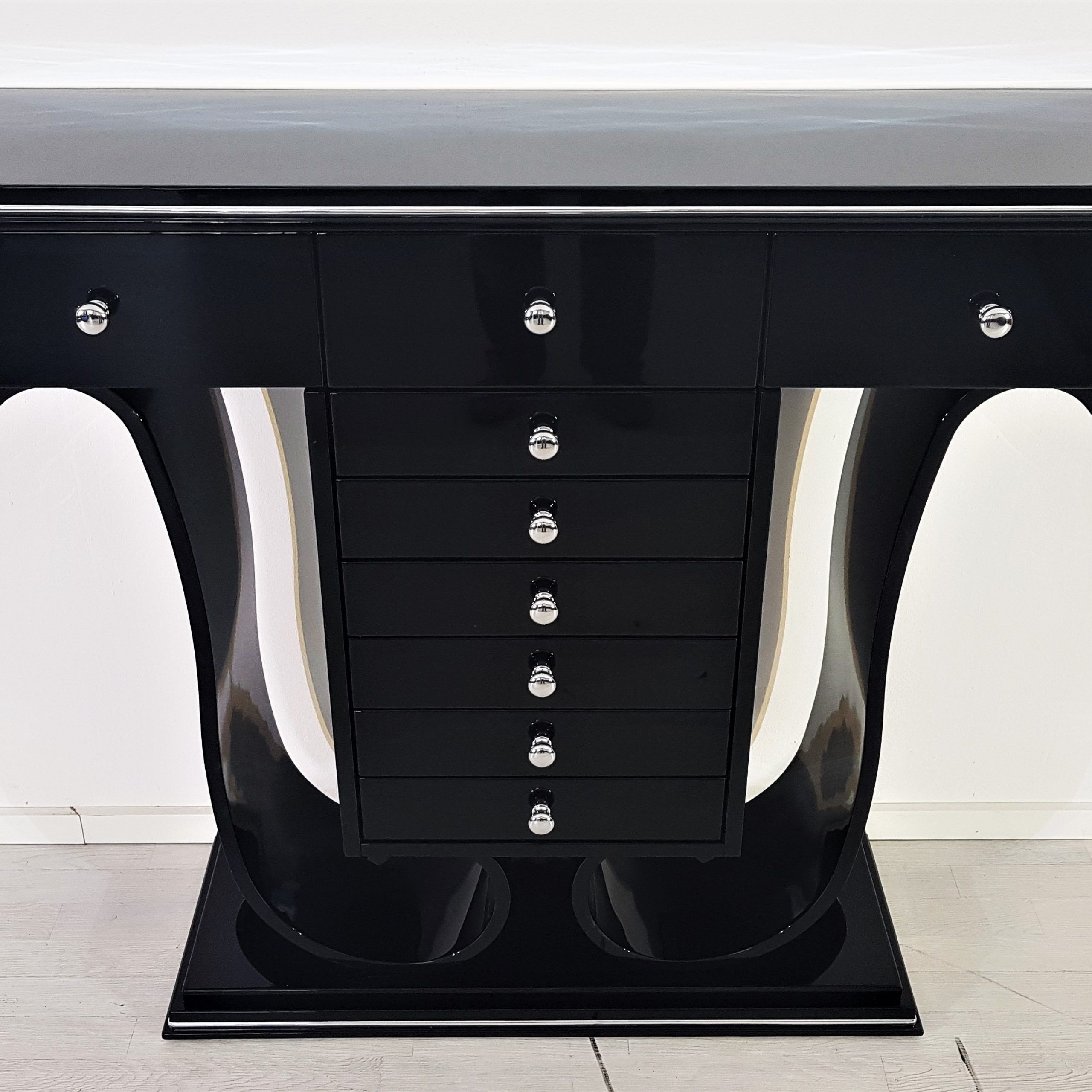 Art Deco Design Console Table High Gloss Black – Original Antique Furniture Regarding Black Console Tables (View 6 of 20)