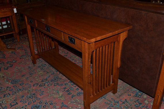 Arts And Crafts Mission Oak Console Table /oakparkantiques, $ (View 13 of 20)