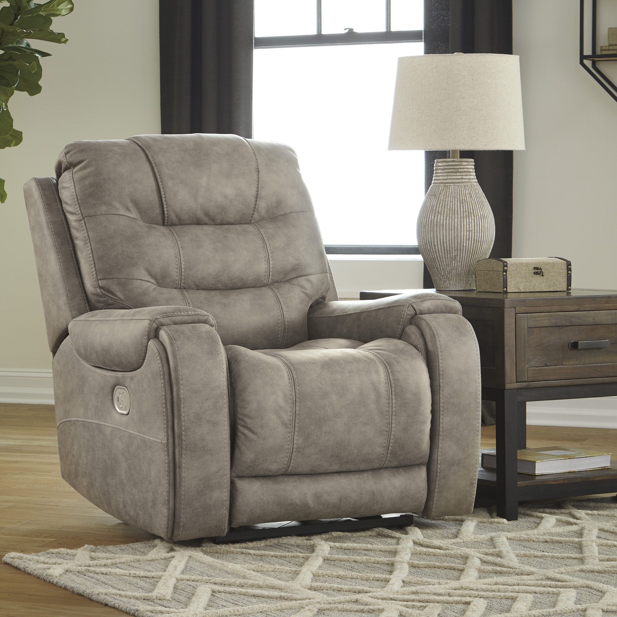 Ashley Yacolt Power Recliner – Furniture World Galleries Intended For Faux Leather Ac And Usb Charging Ottomans (View 5 of 20)