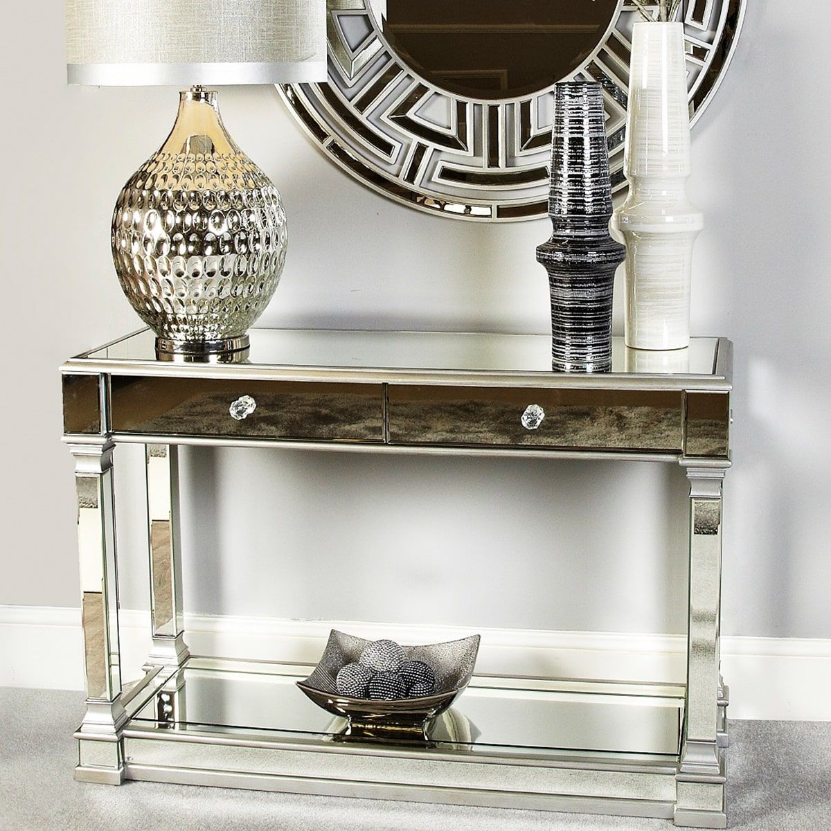 Athena Silver Console Table For Silver Mirror And Chrome Console Tables (View 7 of 20)