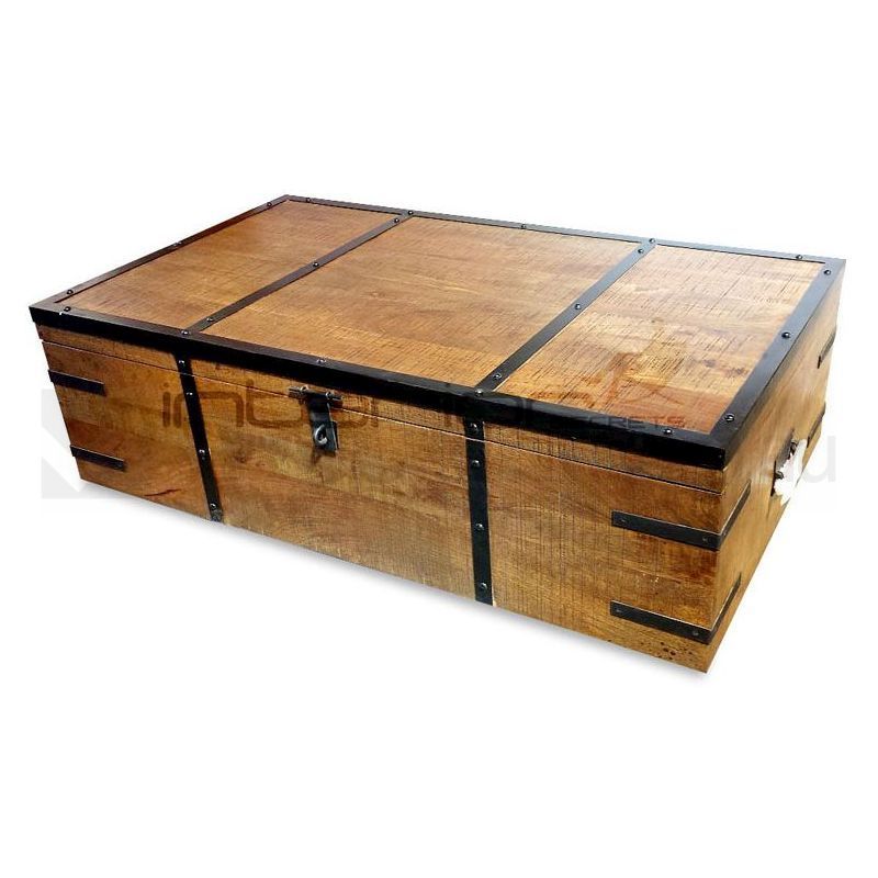Atlantic Rustic Wood Trunk Storage Box Coffee Table | Buy Coffee Tables For Espresso Wood Trunk Console Tables (View 16 of 20)