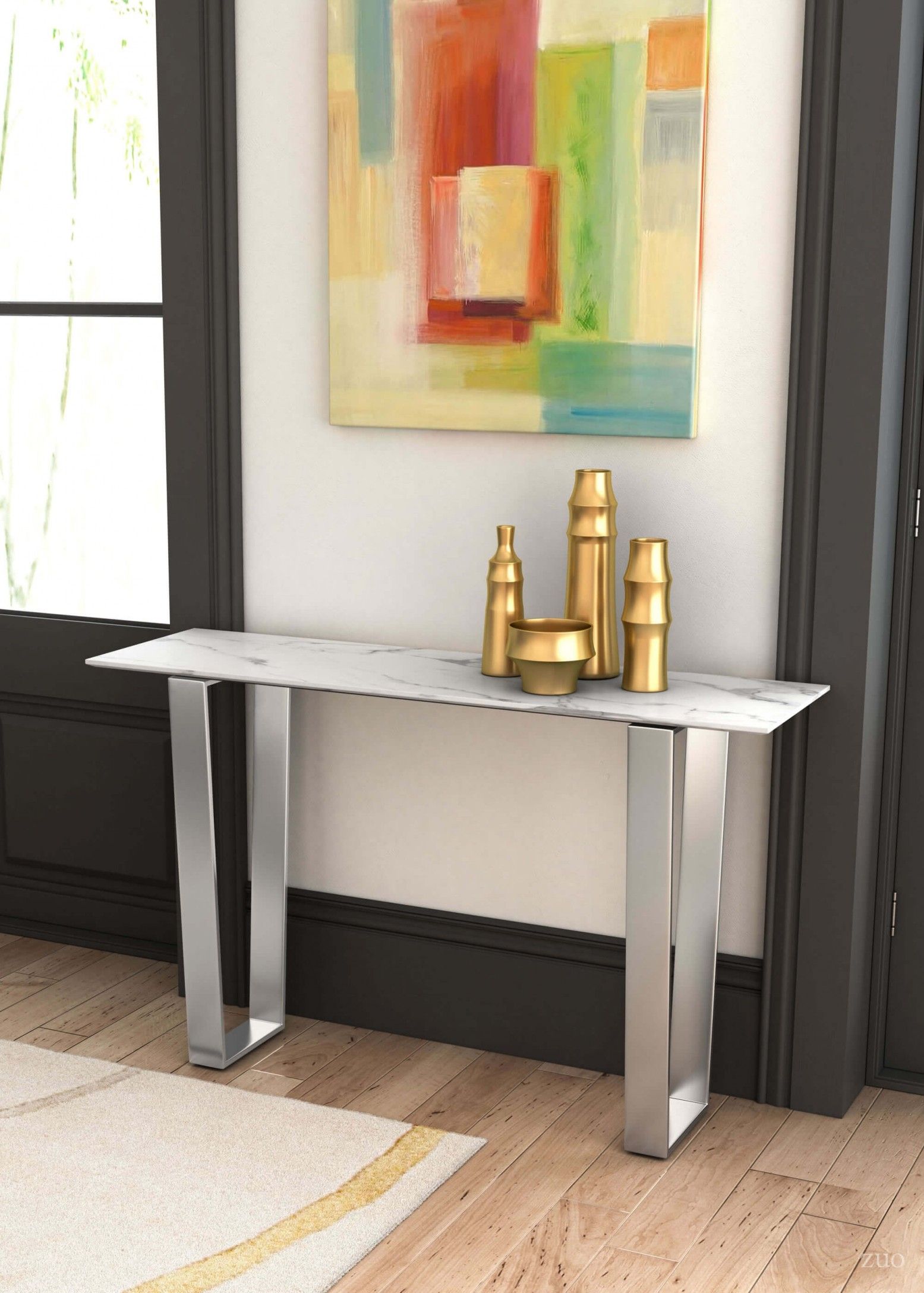 Atlas Faux Marble Console Tablezuo Modern | Sohomod Inside Faux White Marble And Metal Console Tables (View 6 of 20)