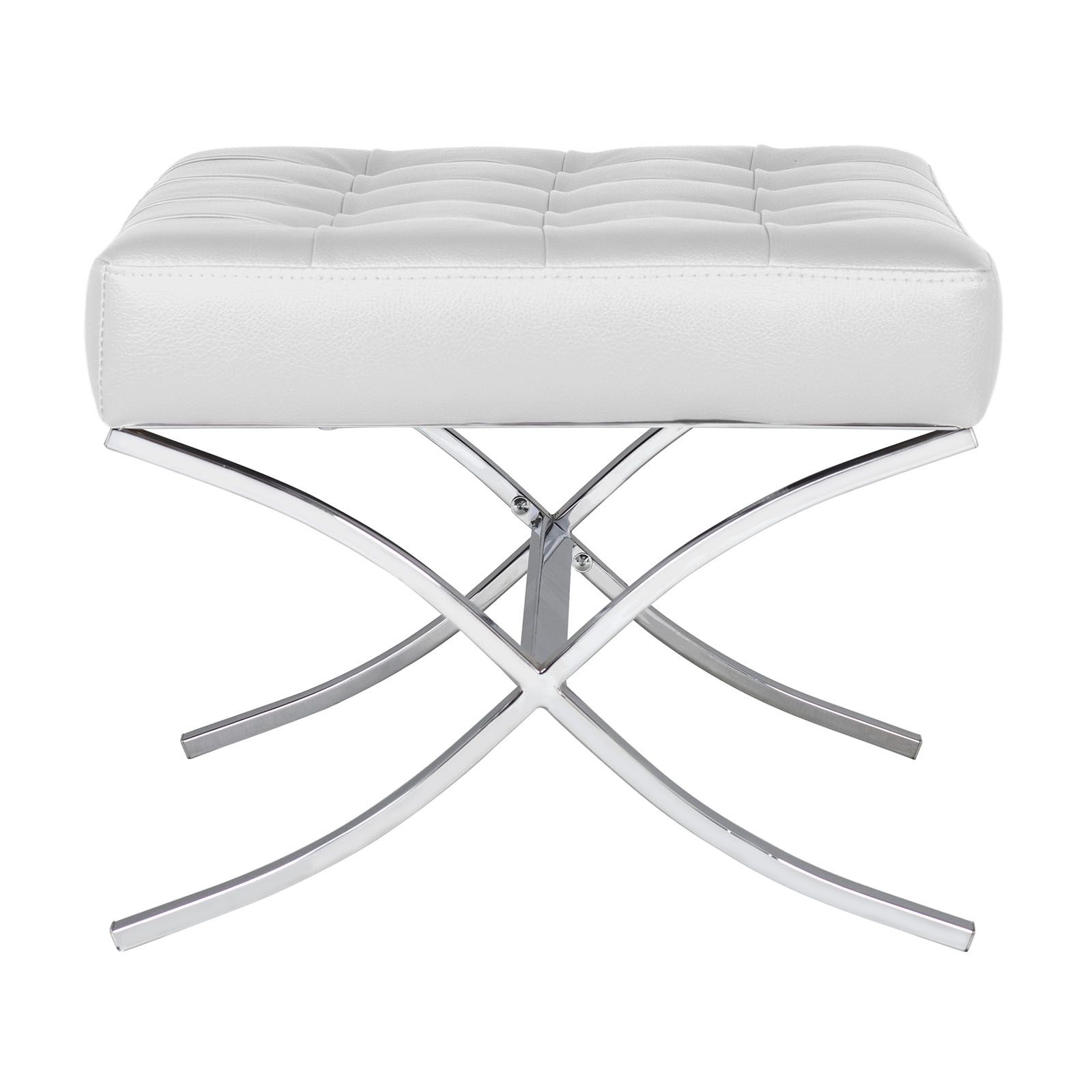 Atrium Bonded Leather Tufted Ottoman In White / Chrome – Item #70203 Within White Leather Ottomans (View 18 of 20)