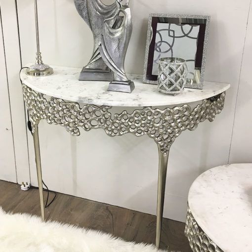 Augusta Silver Metal And Marble Console Table Dressing Table | Picture For Antique Silver Aluminum Console Tables (View 9 of 20)
