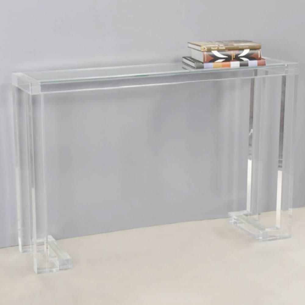 Ava Lucite Console Table With Glass Top For Sale At 1stdibs Regarding Clear Console Tables (View 2 of 20)