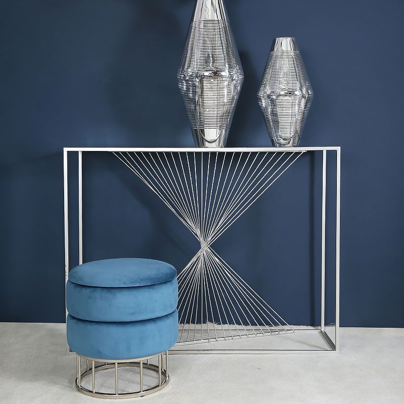 Ava Silver Metal And Clear Glass Console Table With Unique Design Within Metallic Silver Console Tables (View 13 of 20)