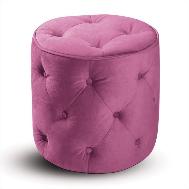 Avenue Six Curves Round Tufted Ottoman In Pink Velvet | Round Tufted For Pink Champagne Tufted Fabric Ottomans (View 7 of 20)