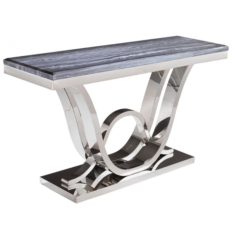 Azura Grey Marble Effect & Chrome Console Table – Lycroft Interiors With Chrome Console Tables (View 20 of 20)