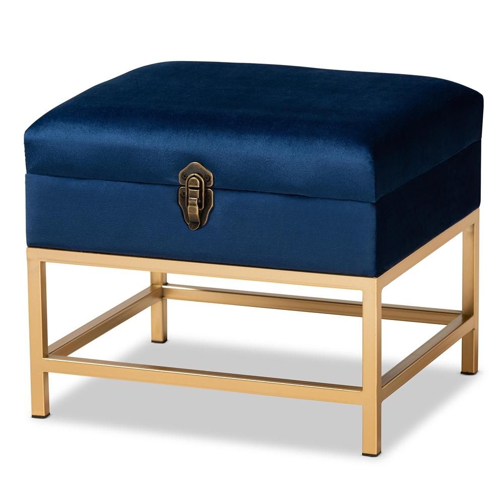 Baxton Studio Aliana Glam And Luxe Velvet Fabric Upholstered And Gold Regarding Honeycomb Cream Velvet Fabric And Gold Metal Ottomans (View 9 of 20)