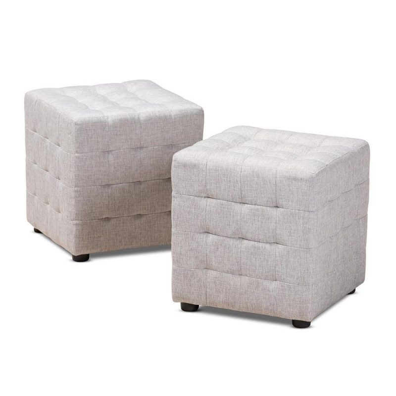 Baxton Studio Elladio Modern And Contemporary Fabric Upholstered Tufted Inside Orange Fabric Modern Cube Ottomans (View 5 of 20)