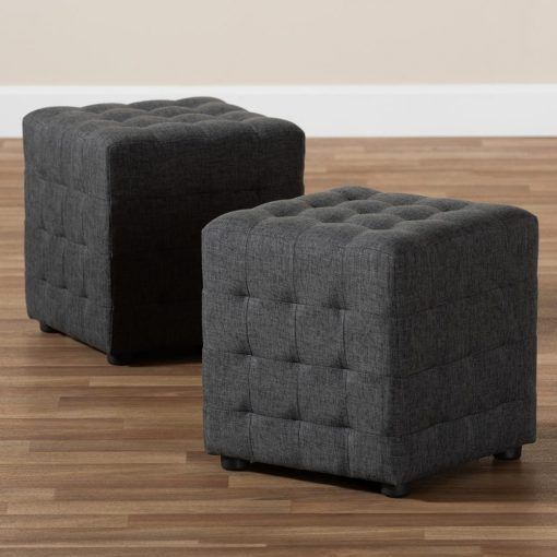 Baxton Studio Elladio Modern And Contemporary Fabric Upholstered Tufted Throughout Orange Fabric Modern Cube Ottomans (View 4 of 20)
