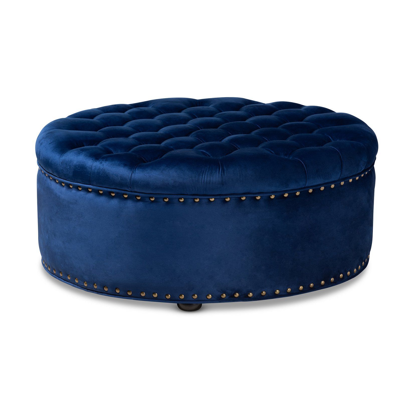 Baxton Studio Iglehart Tufted Cocktail Ottoman Slate Gray | Ottoman With Royal Blue Tufted Cocktail Ottomans (View 14 of 20)