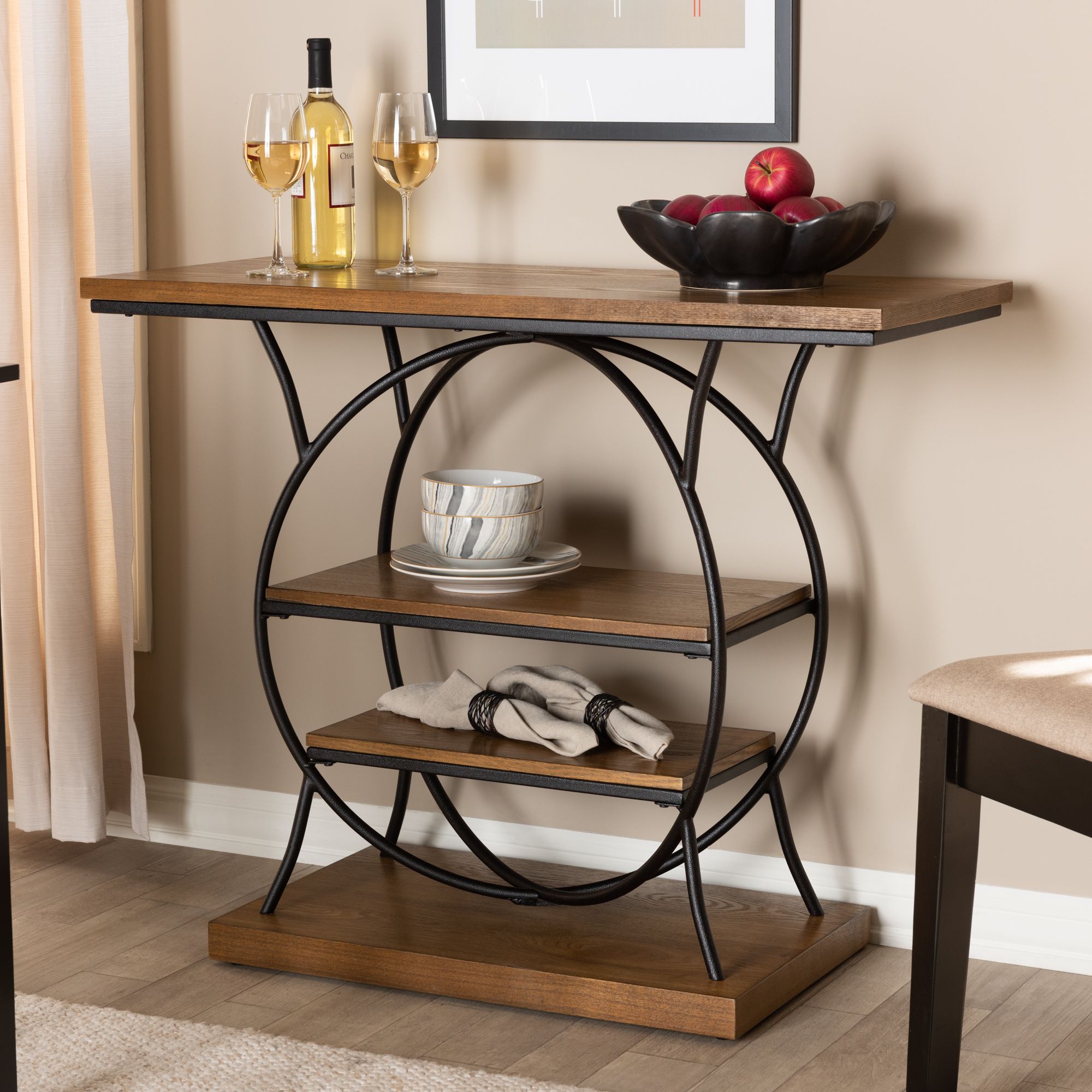 Baxton Studio Lavelle Vintage Rustic Industrial Style Walnut Brown Wood In Vintage Coal Console Tables (View 18 of 20)