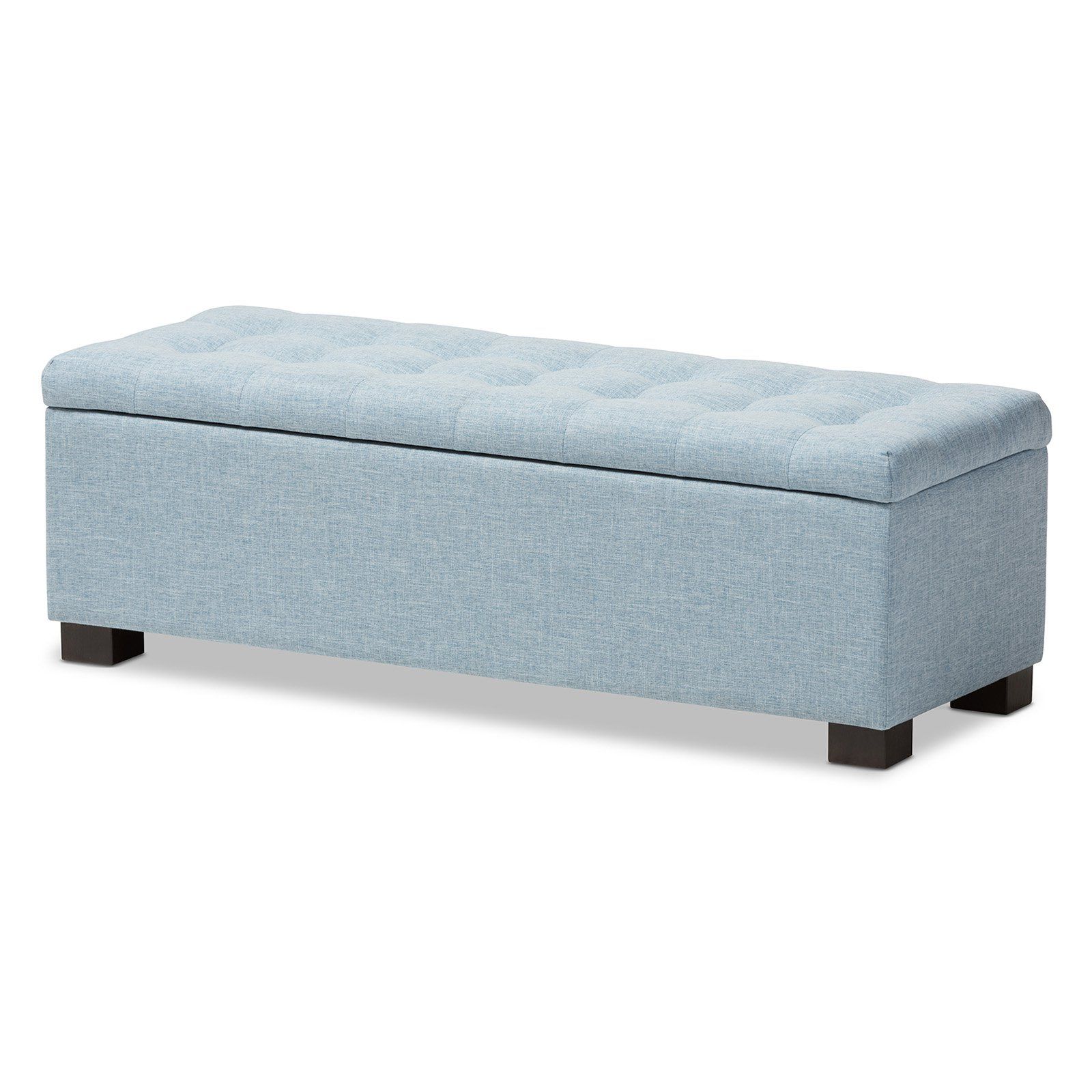Baxton Studio Roanoke Light Blue Fabric Upholstered Storage Ottoman For Dark Blue Fabric Banded Ottomans (View 14 of 20)
