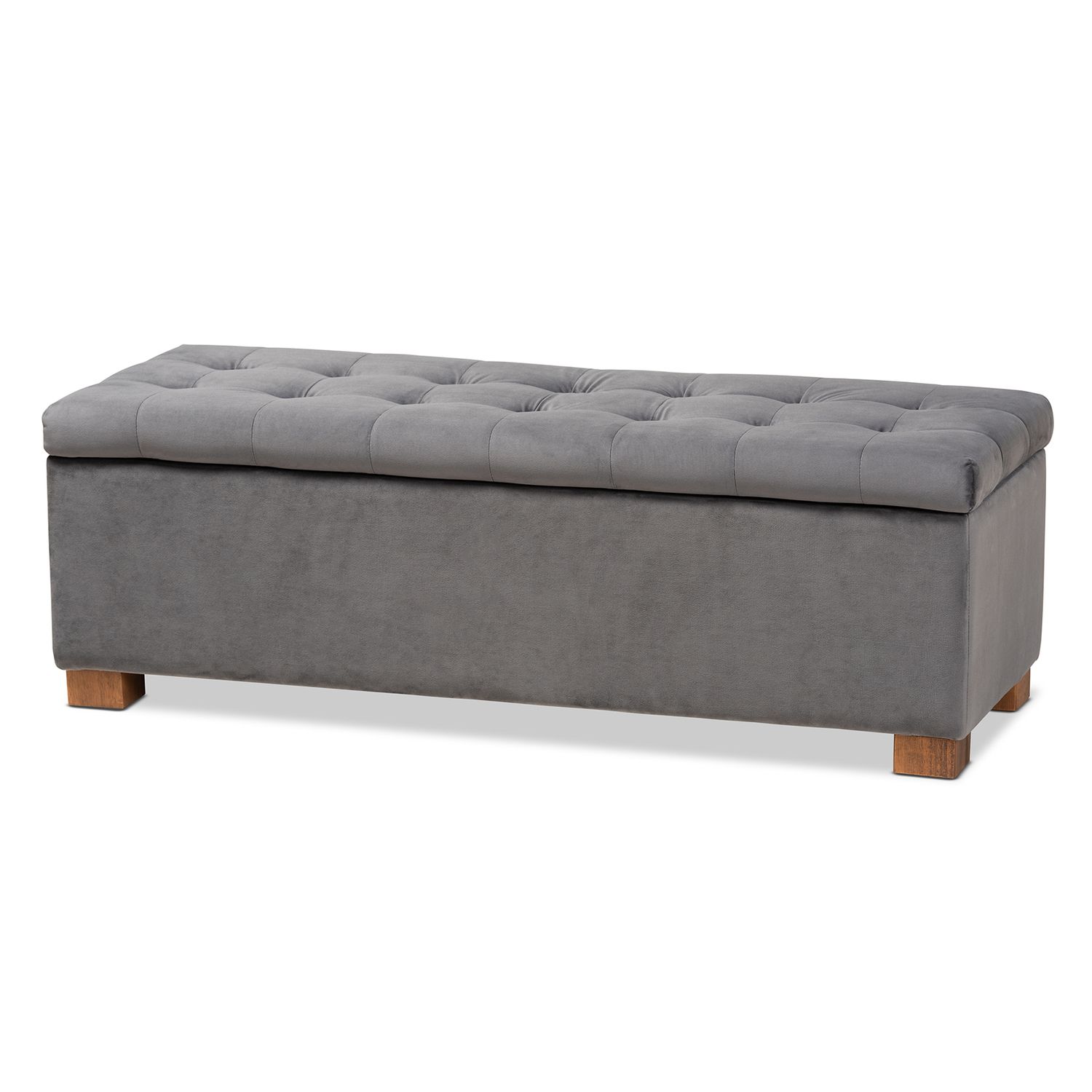 Baxton Studio Roanoke Modern And Contemporary Grey Velvet Fabric With Regard To Charcoal Gray Velvet Tufted Rectangular Ottoman Benches (View 1 of 19)